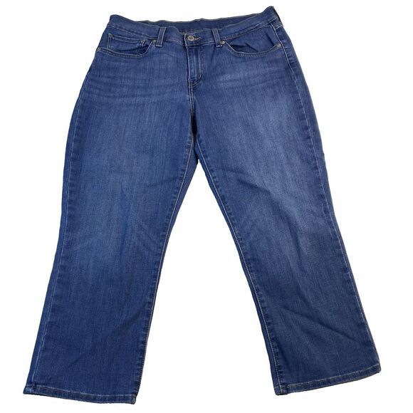 Levi's Cropped Jeans Womens Size 32"x24" Regular Fit Mid Rise Stretch Blue Denim - Picture 1 of 4